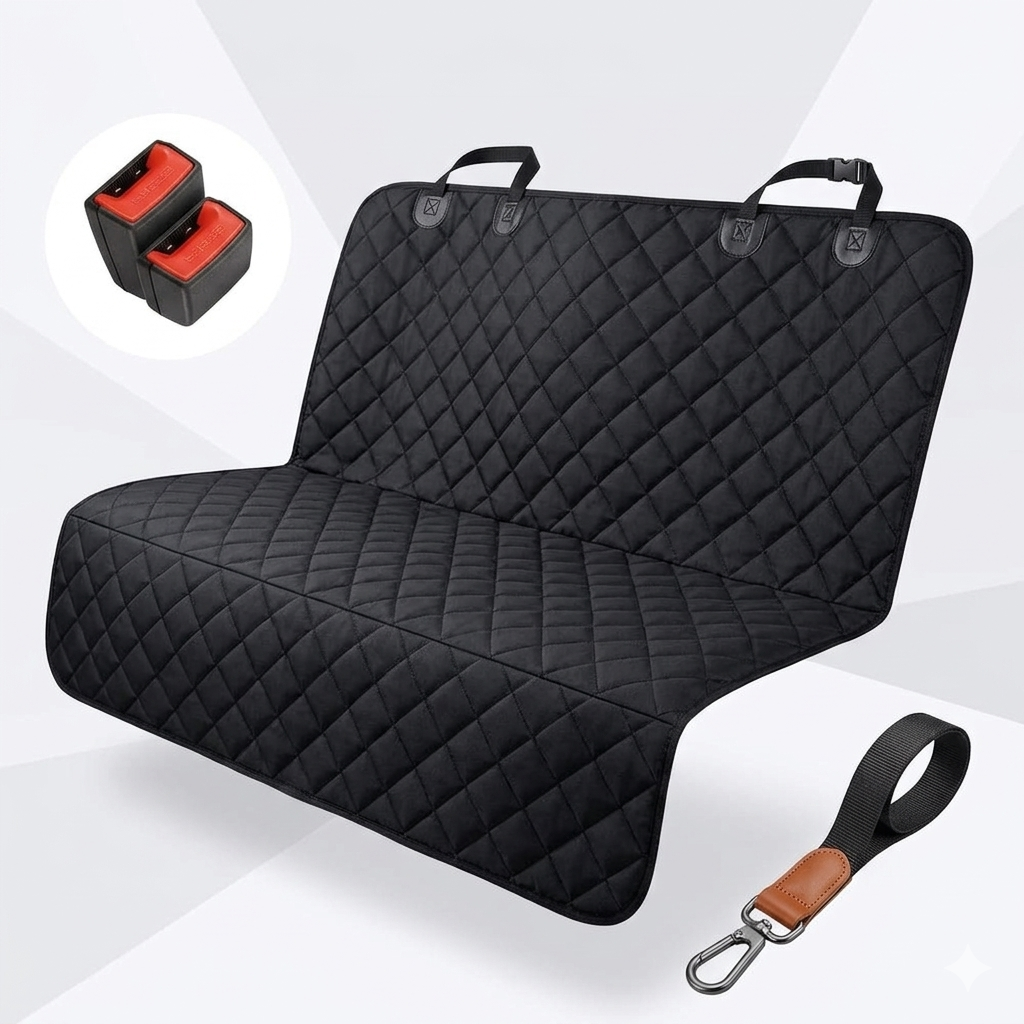Armrest-Ready Dog Car Seat Cover – Waterproof & Non-Slip Bench Protector for Cars and SUVs.