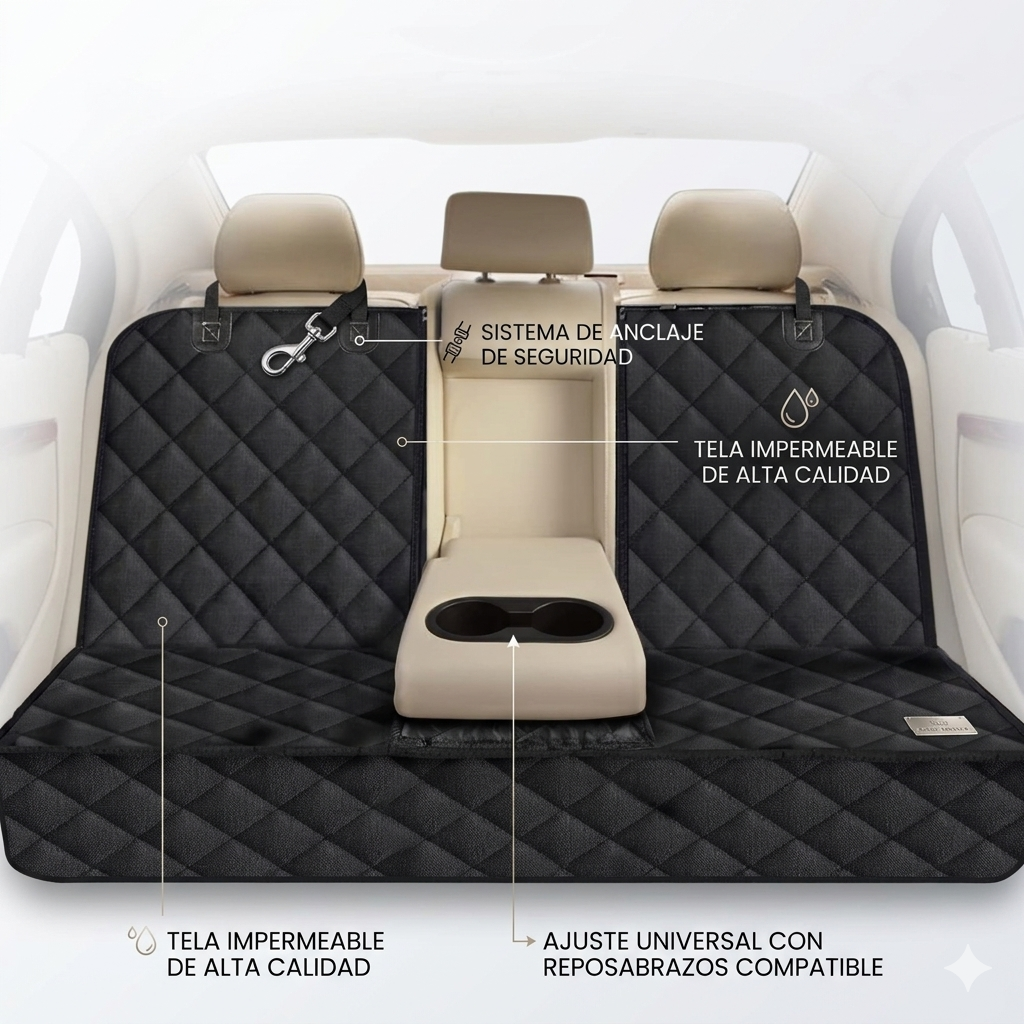 Armrest-Ready Dog Car Seat Cover – Waterproof & Non-Slip Bench Protector for Cars and SUVs.