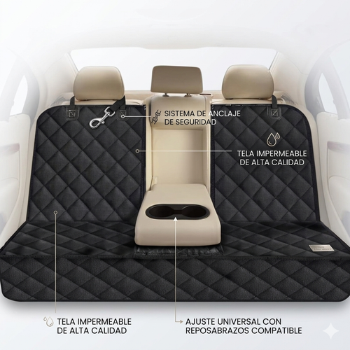 Armrest-Ready Dog Car Seat Cover – Waterproof & Non-Slip Bench Protector for Cars and SUVs.