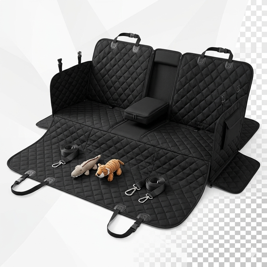Armrest-Ready Dog Car Seat Cover – Waterproof & Non-Slip Bench Protector for Cars and SUVs.